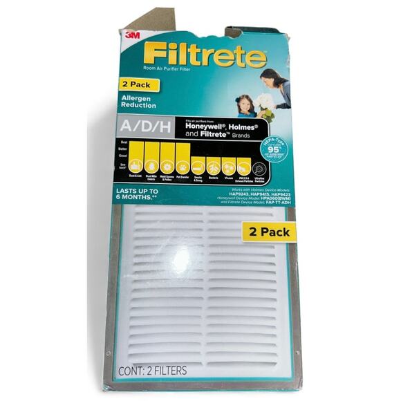 2 Filtrete A/D/H Allergen Reduction Air Purifier Filters HEPA - Honeywell Holmes - Picture 1 of 4